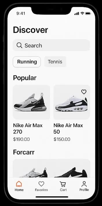 Capture d'écran de Run Sport - une application qui permet de trouver des chaussures de sport adaptés à vos besoins
