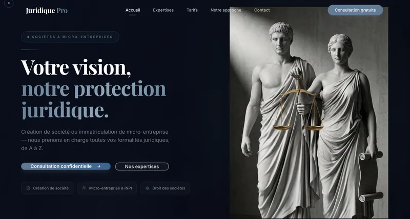 Capture d'écran de ProJuridique - Plateforme professionnelle dédiée aux services juridiques, facilitant l'accès au droit et la mise en relation avec des experts juridiques.